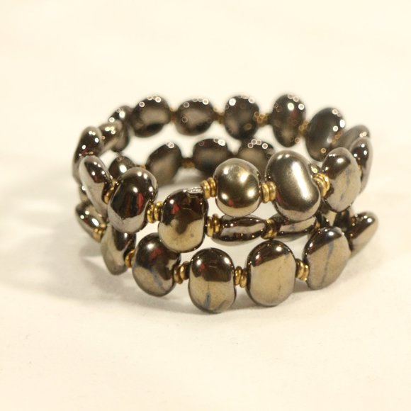 Kazuri Jewelry - KAZURI Beaded Handmade Gold Wraparound Bracelet Sz OS